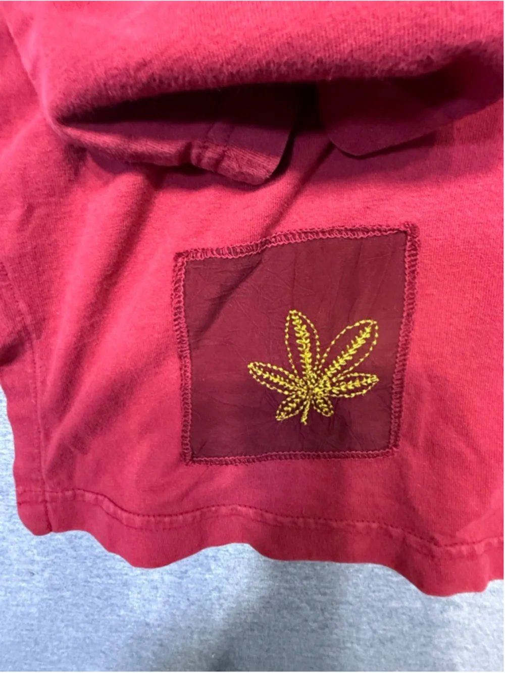 Rare Vintage Pictures Johnny Was Red Long Sleeve Tee with Leaf Embroidery 3X